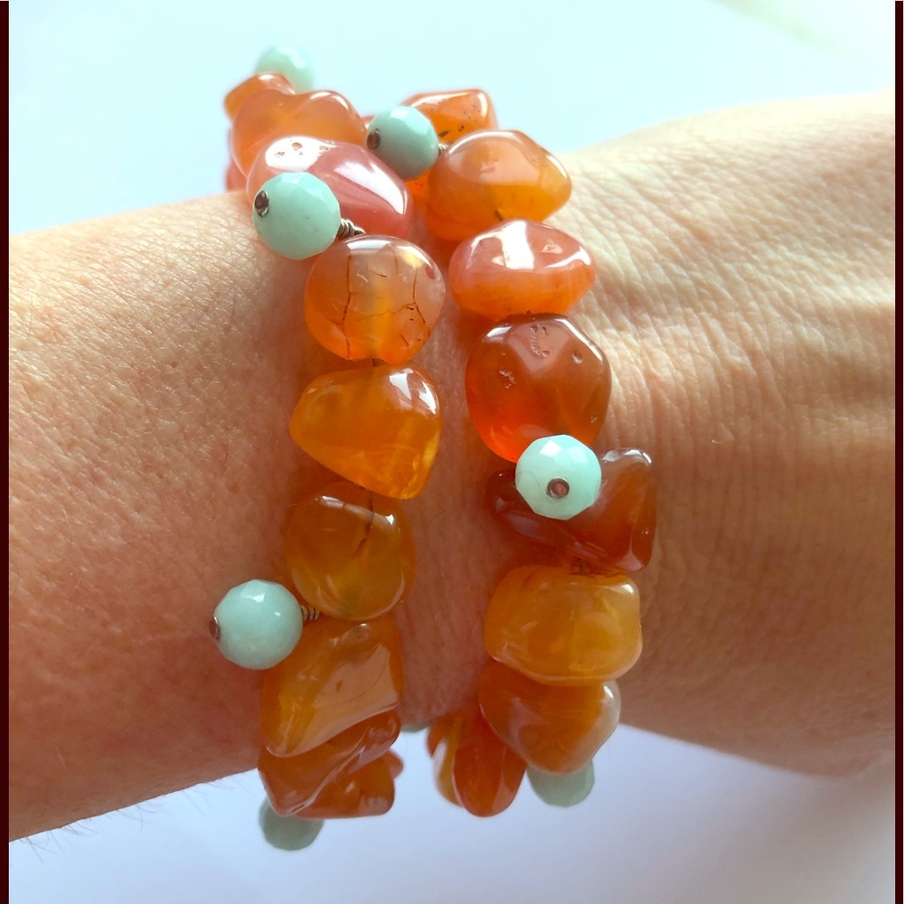 CUSTOM MADE ORANGE GEMSTONE BRACELET